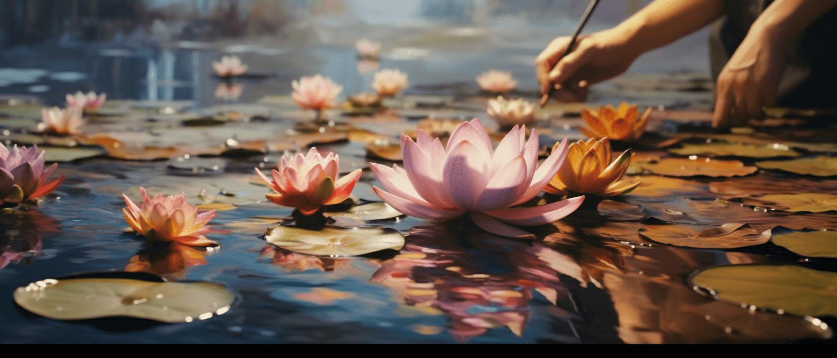 water lilies with watercolor